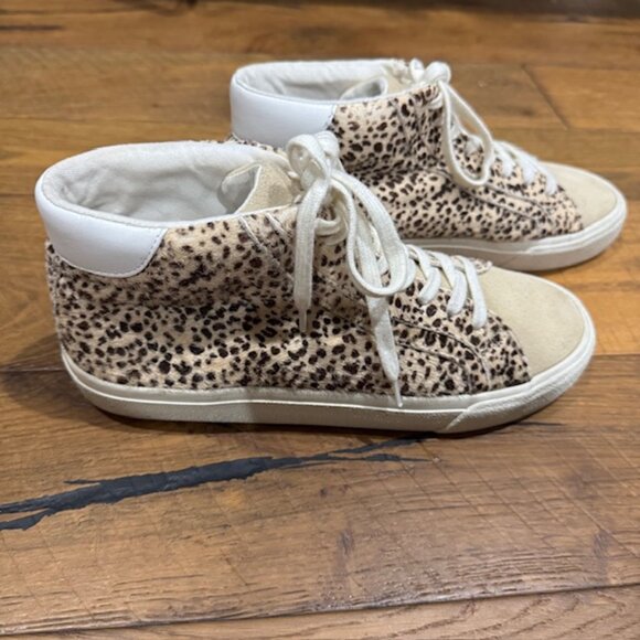 Madewell MWL Sidewalk High-Top Sneakers Leopard Calf Hair Size 8.5M - Picture 4 of 8
